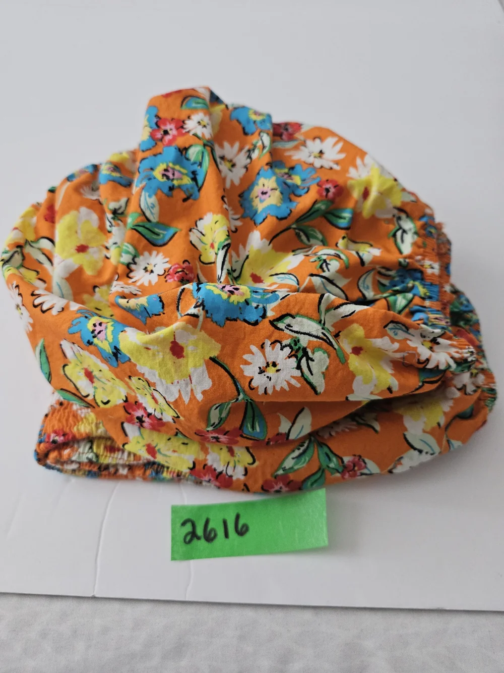 Zara Floral Crop Top  Smocked On or Off Shoulder Orange Multi Boho Western Sz L - Picture 11 of 12